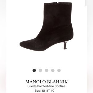 Manolo Blahnik suede pointed toe booties bought from TRR